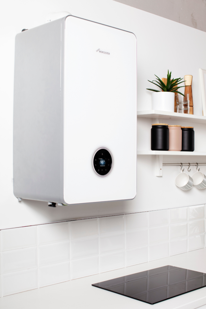 white boiler on wall